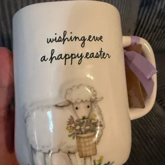 Rae Dunn White Ceramic Easter Mug -WISHING EWE A HAPPY EASTER- NWT - Picture 4 of 7